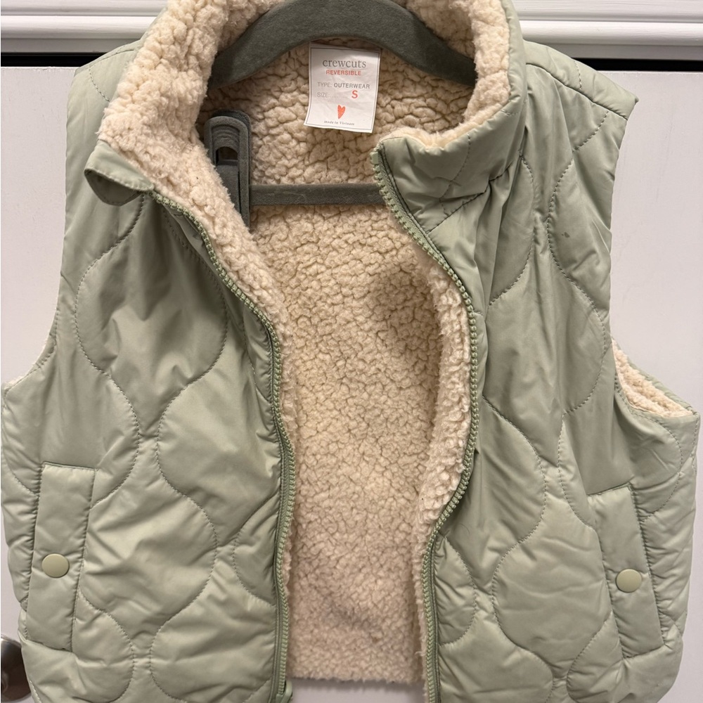 Crewcuts Quilted Sherpa Vest in Sage